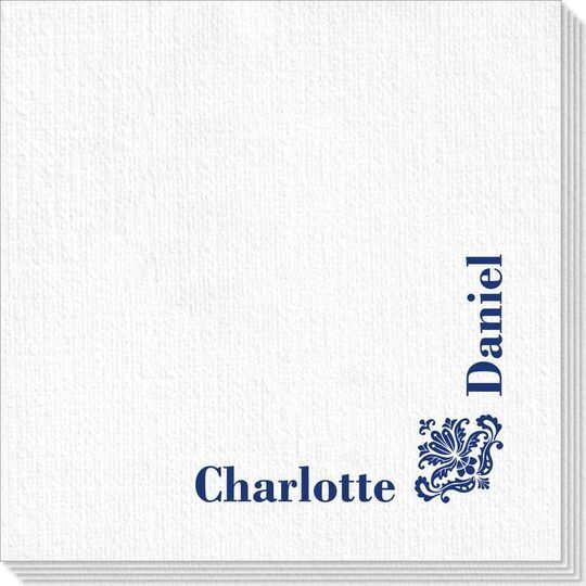 Corner Text with Ornate Scroll Deville Napkins